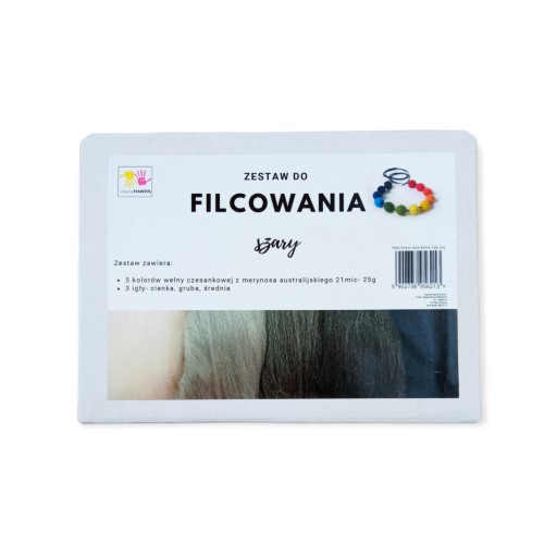 Merino vlna, sada farieb, 3 ihlice: šedá