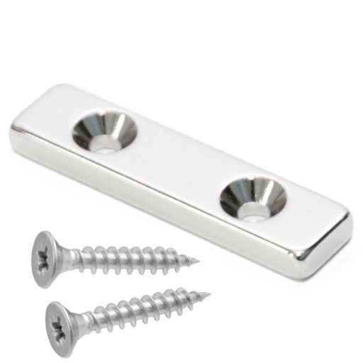 NEODYMOVÝ MAGNET NA SKRUTKU 40x10x4 S OTVOROM 7/3,5