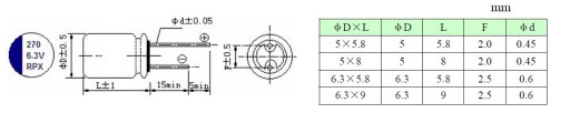 Polymérový kondenzátor 270uF 16V 105*C 6x10 2ks