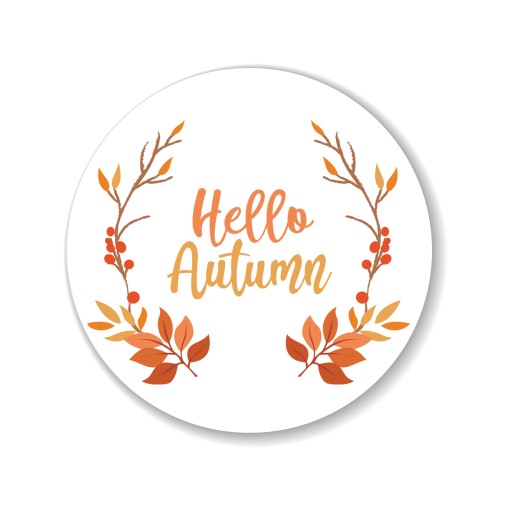 Dekoračné nálepky na etiketu 5 cm Hello Autumn 3 ks.
