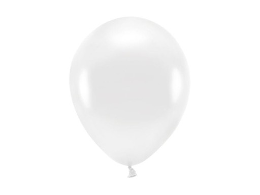 EKO balóny, biela metalíza, 26 cm, 10 ks, ekologické, biologicky odbúrateľné