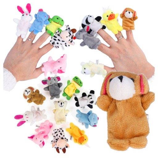 FINGER PUPPIES zvieratká plyšové bábky pre deti maskoti 10 kusov