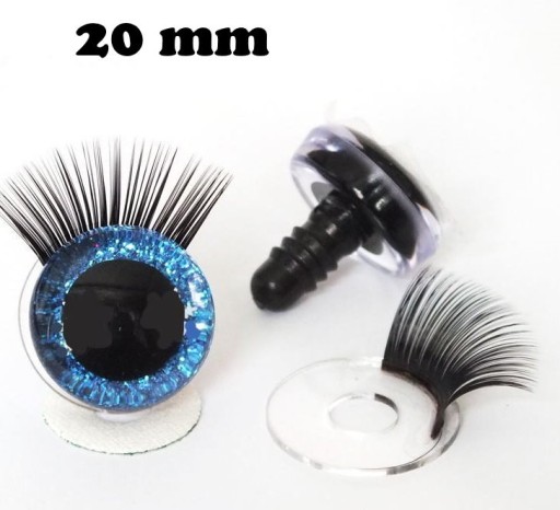 Oči s mihalnicami 20 mm Modré Pár trblietavých pre hračky maskota