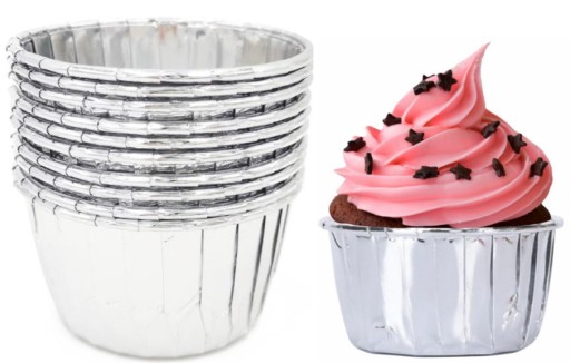 Okrúhle hliníkové formy na pečenie muffinov, STRIEBORNÉ, 20 ks