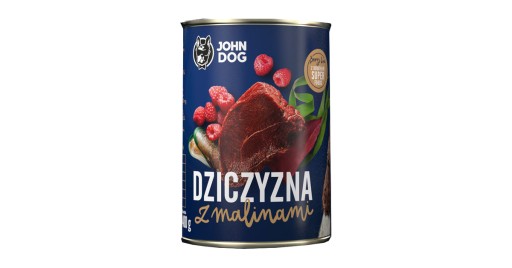 John Dog zverina, diviak, maliny 400g mokré krmivo