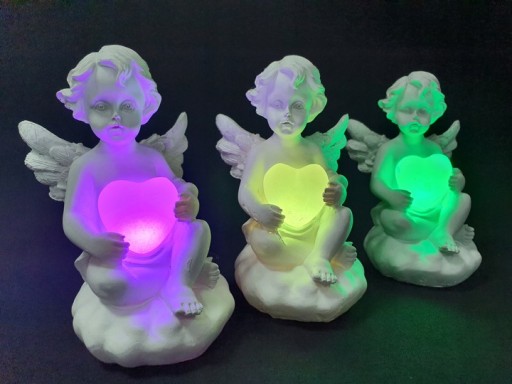 LED sviečka, anjel so srdiečkom, figúrka, vložka do sviečky