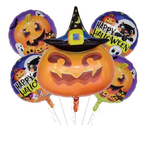 Sada 5 kusov halloweenskych balónov Tekvica