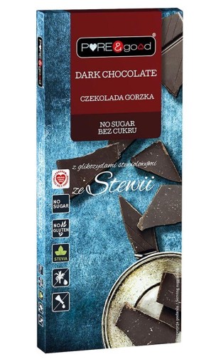 Horká čokoláda so stéviou, bez cukru, 100g PURE&GOOD