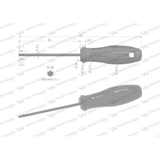 skrutkovač T10. 80 mm oceľ SVCM WARYŃSKI