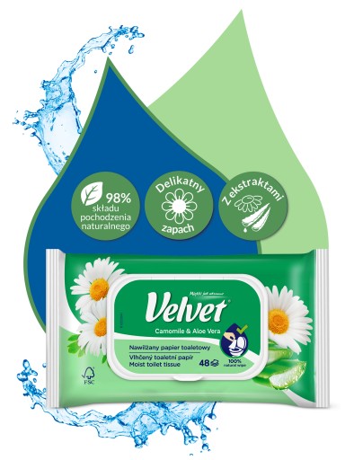 Zamatový vlhčený toaletný papier CHAMOMILE 1 ks