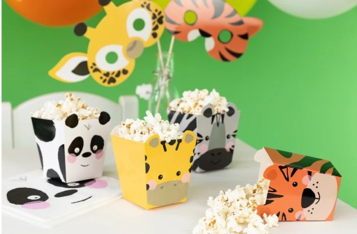 Popcorn boxy Animals Safari 4 kusy Narodeninové