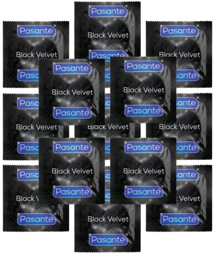 Pasante Black Velvet čierne latexové kondómy, sada 25 ks