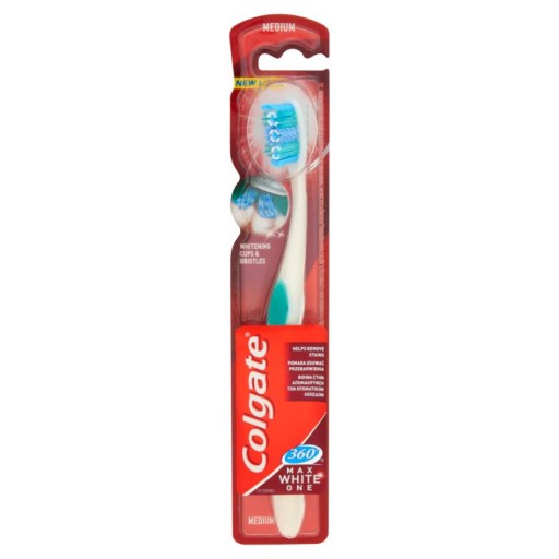 Stredná zubná kefka Colgate 360 Max White One