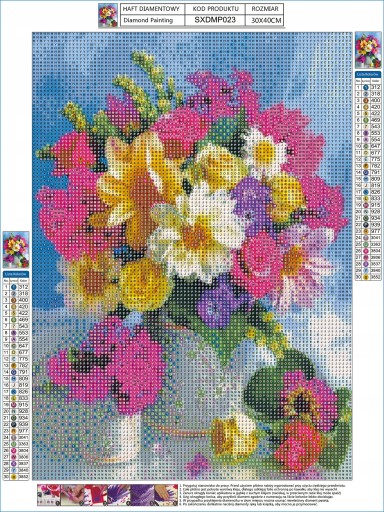 Diamantové vyšívanie Kvety Diamantová maľba zošit FAREBNÁ KYTICA 30x40cm