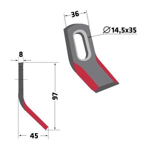 Y nôž BER-52 cepová kosačka Berry DB353 Bomford McConnel 7190177