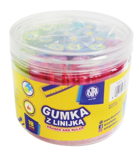 Guma guma + pravítko 5cm 2v1 Astra