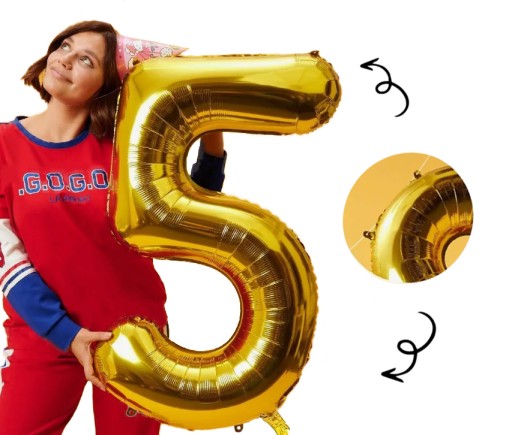 FÓLIOVÝ BALÓN NA NARODENINOVÉ AKCIE ČÍSLO PÄŤ PÄŤ 5 ZLATÝ VEĽKÝ XXL 100CM