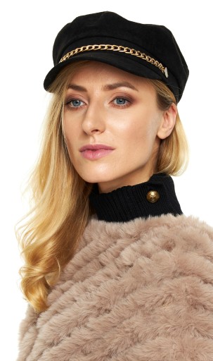 ČIAPKA BLACK BERET CAP, zlatá semišová retiazka