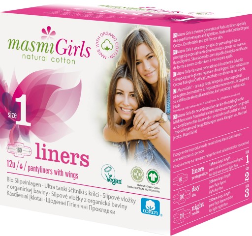 Masmi 100% BIO, ECO GIRLS hygienické vložky 12 ks