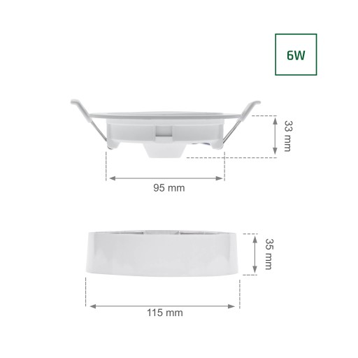 Prisadené LED stropné svietidlo 2v1 okrúhle 6W 3000K 750lm IP20