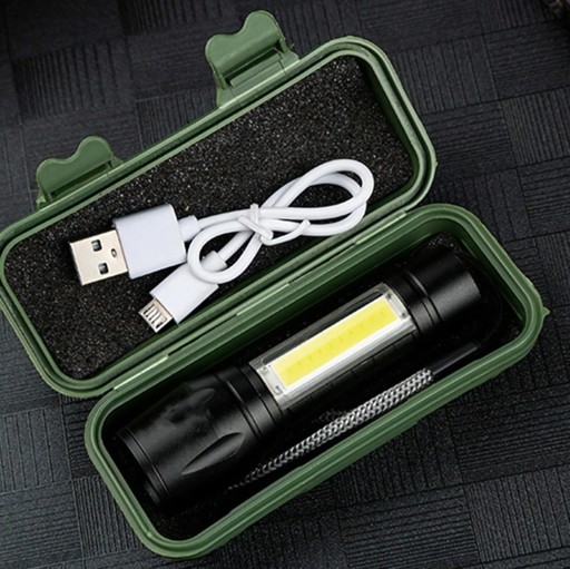TAKTICKÉ LED SVETLO ZOOM BOČNÝ CLIP COB REFLEKTOR NABÍJACÍ USB
