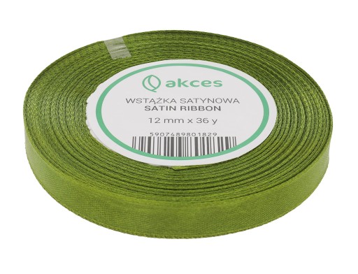 Ozdobná saténová stuha 12mm 32mb khaki