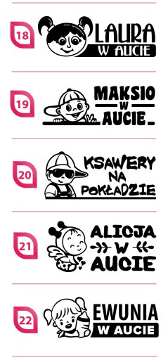Nálepky na auto - dieťa v aute MENO