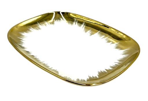 Obdĺžnikový porcelánový tanier Gold Dream 18x14cm