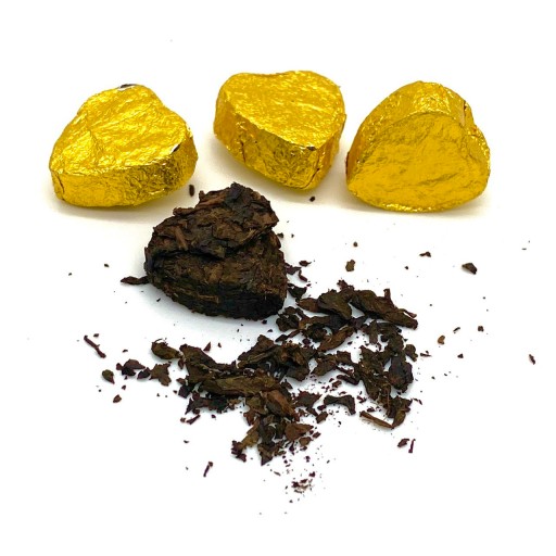 PU-ERH čaj TUO CHA SRDCE ZLATÝ 1ks červený lisovaný puerh YUNNAN