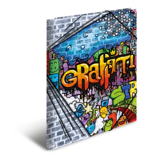 Plastový zakladač A4 s gumičkami, Graffiti