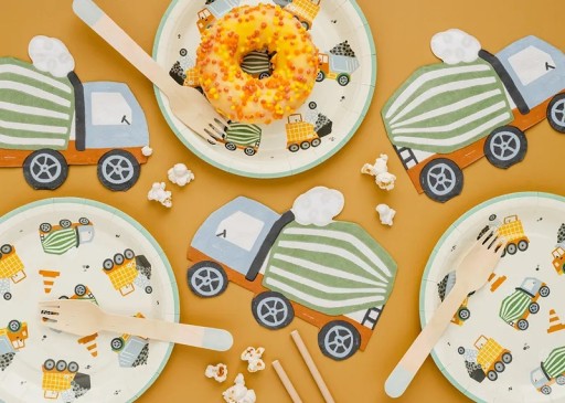 Papierové taniere Stavebné vozidlá Bager Stavebné 6 kusov