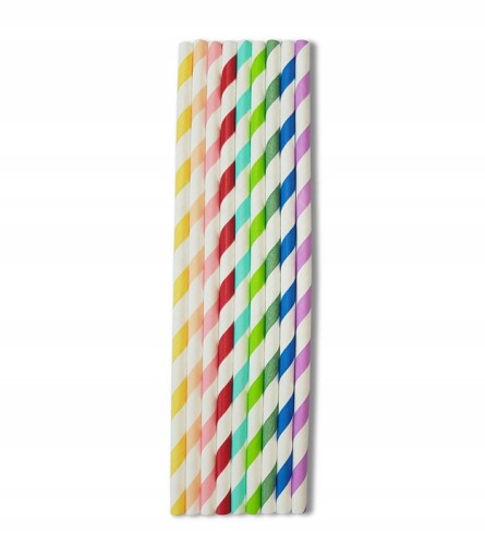 Jednorazové ekologické papierové slamky mix FAREBNÉ PRUHY 6x197mm 250 ks