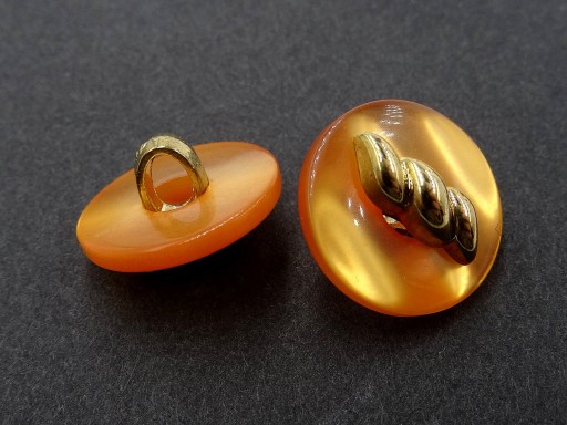 15mm Ozdobné gombíky 12 kusov, ORANŽOVÁ farba SO ZLATÝM STREDOM K2676 15011