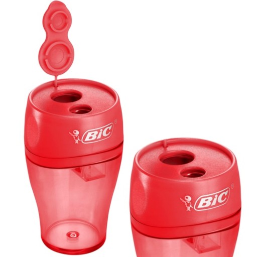 BIC školské strúhadlo na ceruzky 2 otvory čepeľ 8 mm 10,2 mm červená