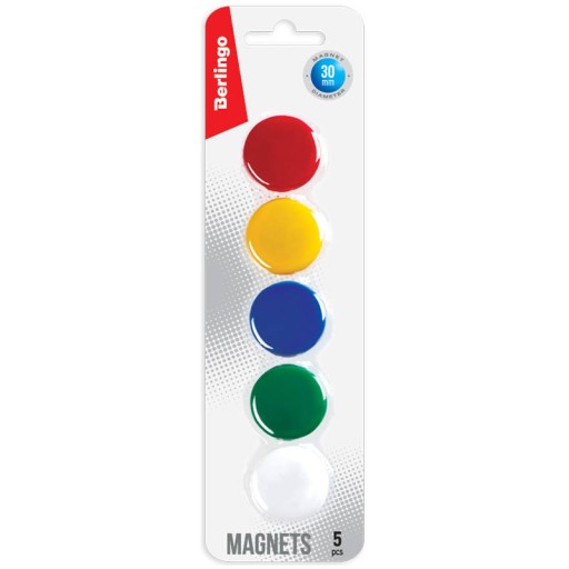 Magnety na tabuľu Berlingo, 5 ks, 30 mm, 1 bal