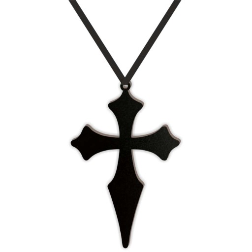 Prívesok čierny náhrdelník CROSS HALLOWEEN priest NON HDF tabuľová stuha