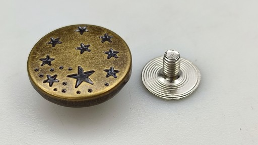 Kovový točený gombík na sakové nohavice, 17 mm, 1 ks, staré zlato