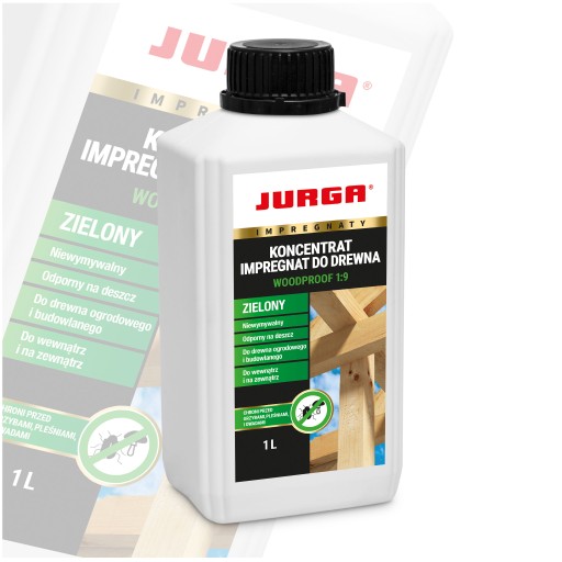 DREVOodolný impregnačný koncentrát na drevo 1:9 zelený neumývateľný 1l JURGA