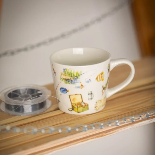 Porcelánový rybársky hrnček Altom Design na kávu a čaj, 400 ml, ako darček