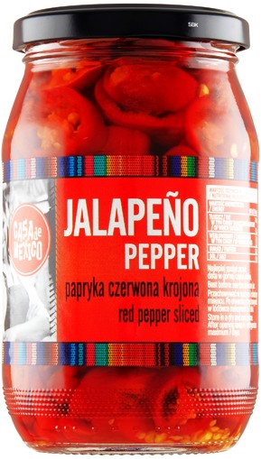 MEXIKO ČERVENÁ PAPRIKA, REZANÉ JALAPENO 340g Casa de Mexico