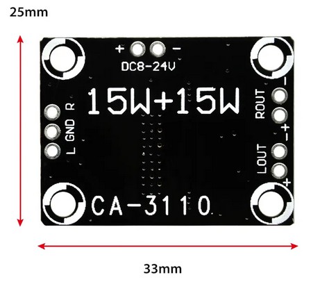 STEREO ZOSILŇOVAČ 2X15W 8-24V TPA3110D2