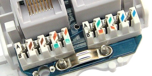 Zásuvka 2x RJ45/8P8C cat.5E UTP povrchové lomené LSA kontakty