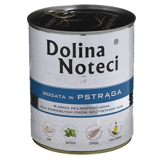 DOLINA NOTECI Premium bohaté na pstruhy Mokré krmivo pre psov v konzerve 800g
