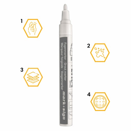ZNAČOVAČ NA RENOVUJÚCE ŠKÁRKY OBNOVA BIELY PERIMENTOVÝ ZNAČKOVAČ 2-4 mm LYRA