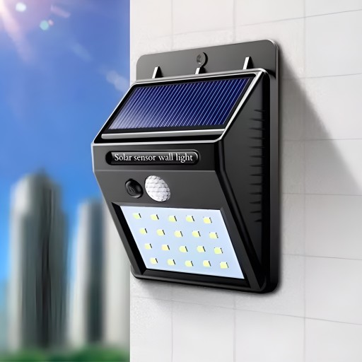 SOLAR LAMPA 20 LED ZÁHRADNÁ NÁSTENNÁ LAMPA SVETLO POHYBU A SÚMRAK SENZOR