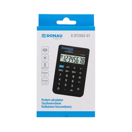 Donau tech vrecková kalkulačka, 8-miestne. displej, rozmery 97x60x10 mm, cca