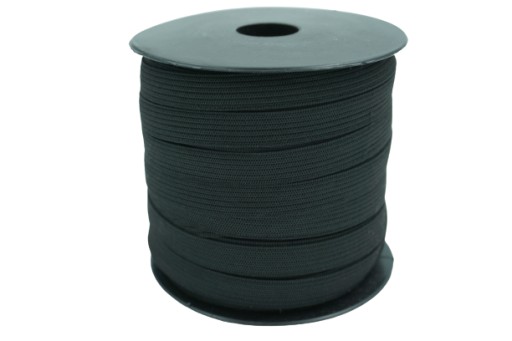 Gumička, pletená, 10 mm, plochá, čierna