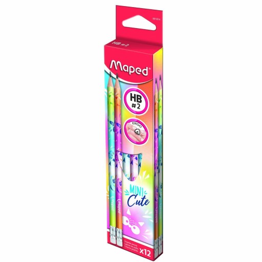 MAPED MINI CUTE HB farebná trojuholníková ceruzka s gumou