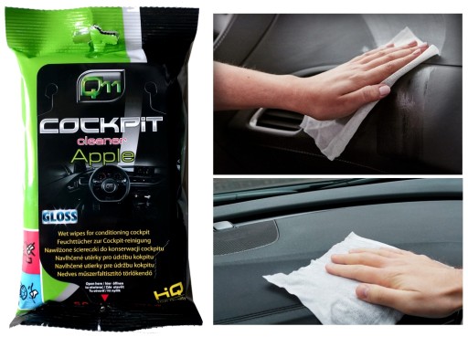 Vlhčené utierky COCKPIT čistiace utierky na autá Q11 30ks APPLE
