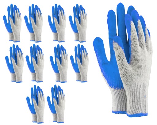 Sada modrých latexových vamp pracovných rukavíc, veľkosť 9, 10 párov